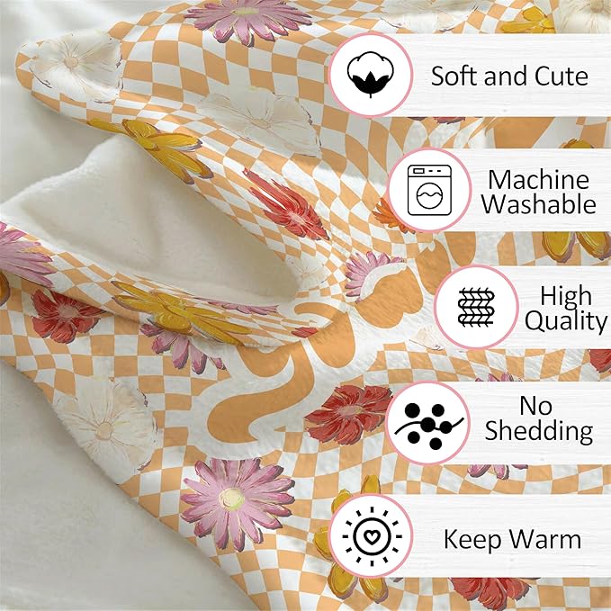 Ship Next Day, Personalized Baby Blanket for Girls, Custom Babies Name Blanket with Flowers Decor, Receiving Kids Blankets for Girls, Customized Newborn Swaddle Blankets
