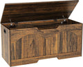 Storage Chest, 31.5" Storage Bench with 2 Safety Hinges, Farmhouse Style, 31.5 x 15.7 x 18.3 Inches, U-Shaped Opening for Entryway, Bedroom, Living Room, Supports 330 lb, Rustic Brown