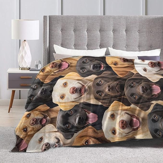 Labrador Blanket for Girls Boys Chocolate Retriever Throw Blankets Soft Cozy Warm Fuzzy Fleece Bedding Flannel Dog Throws Stuffed Animal Gifts for Labrador Lovers Kids Men Women Bedroom Decor 60"x50"