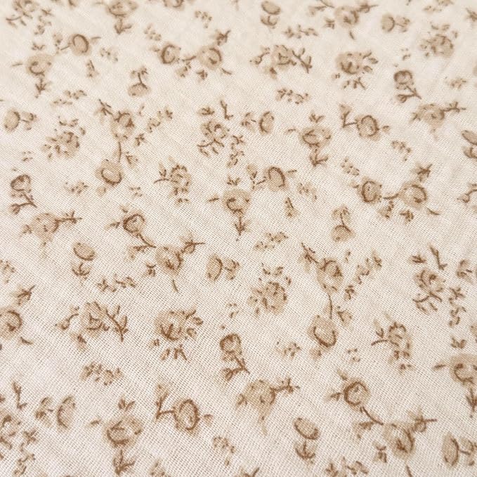 BuLuTu Soft Cotton Muslin Duvet Cover Girls Kids Floral Duvet Cover Beige Crib Bedding Comforter Cover Quilt Cover, 47"x59", Camellia Print (Pillowcases Not Included)