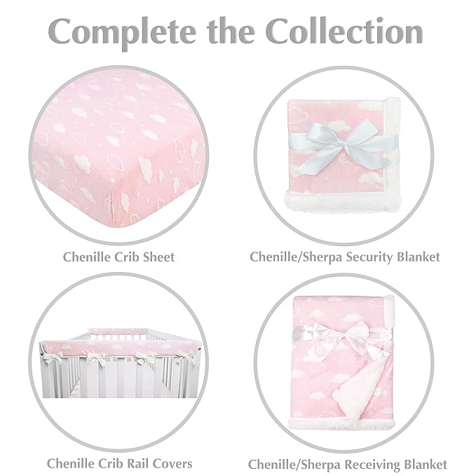 American Baby Company Heavenly Soft Chenille Sherpa Security Blanket, Pink, 14" X 14", Warm and Cozy for Boys and Girls