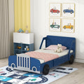 Twin Size Car-Shaped Platform Bed Frame for Boys Girls Kids Adults Toddler with Wheels,Blue