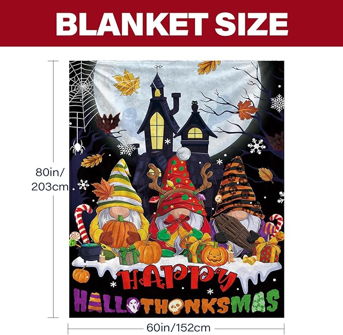 Christmas Blanket, Christmas Throw Blanket for Sofa Couch Room Bed, Xmas Gifts for Women Men Daughter Son Kids, Gifts for Thanksgiving, Pumpkin Gift, 60"x80"