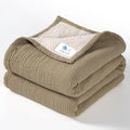 Lulu moon Muslin Baby Blanket - Cotton Quilt Blankets for Toddlers - Reversible Nursery Crib Blanket for Baby Boys and Girls 47"x47"(Olive)