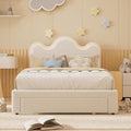 FULL Upholstered LED Bed Frame with Storage Drawers Girls Bed with flower Headboard Lamb Velvet Princess Platform Bed Frame for Kids/Girls Strong Wood Slat Support,No Box Spring Needed,Easy Assembly