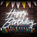 Happy Birthday Neon Sign for Wall Decor Neon Sign for Backdrop Light Up Happy Birthday LED Neon Signs for All Birthday Party Teen Bedroom Reunion Decoration Gifts USB 21.7x13.8 Inch (White)