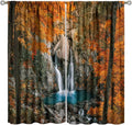 Autumn Waterfall Blackout Windows Curtains, Rustic Farmhouse Fall Forest Landscape Window Drapes, for Living Room Bedroom 42" W X 54" L