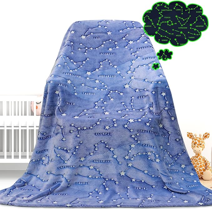 Birthday Gifts for Kids Boys Girls Women Glow in The Dark Blanket Soft Constellation Blanket Astronomy Constellations,Space, Solar System,Star Lovers Gifts for Men, Women, Teen, Boys Girls