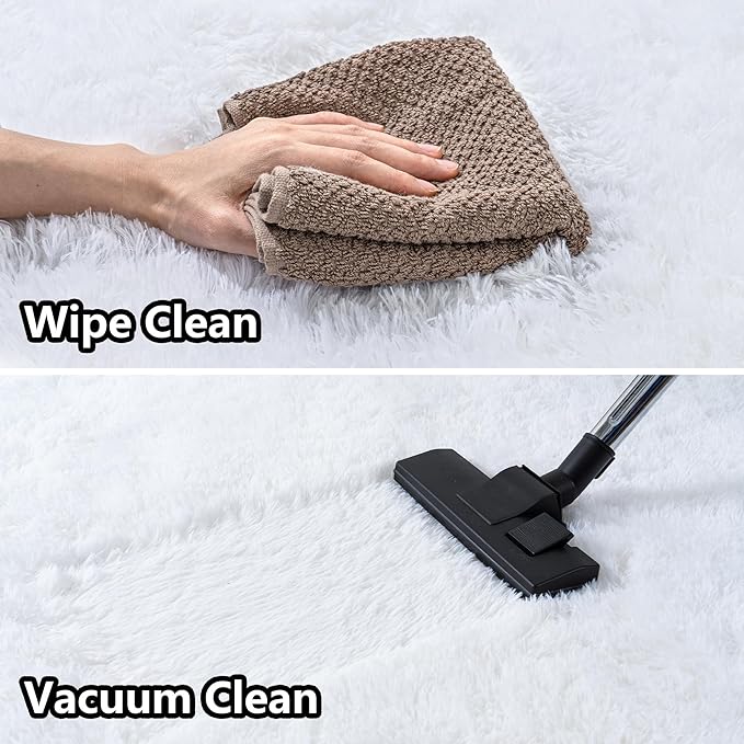 Fluffy 2x3 Rug - Small Rugs for Bedroom - Height Pile 1.4" Plush Rug - Fuzzy Throw Rugs Carpet for Bedroom - White