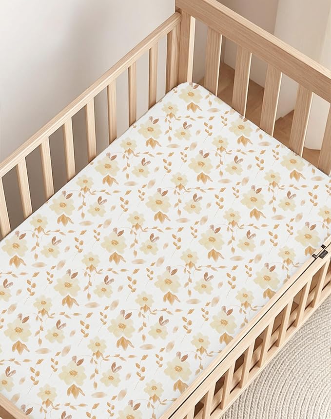 Crib Sheets for Boys and Girls, 2 Pack Fitted Baby Sheets for Standard Toddler Mattress 28" x 52", Soft Breathable Jersey Knit Baby Bedding (Honeybee Dreams)