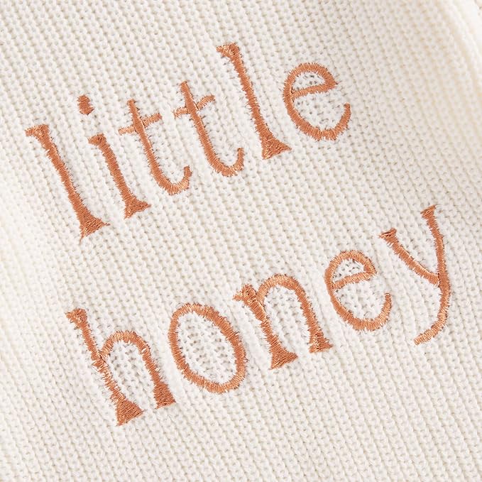 Lesimsam Newborn Baby Boy Girl Valentines Day Outfit Oversized Embroidery Long Sleeve Knit Sweater Bubble Romper Bodysuit