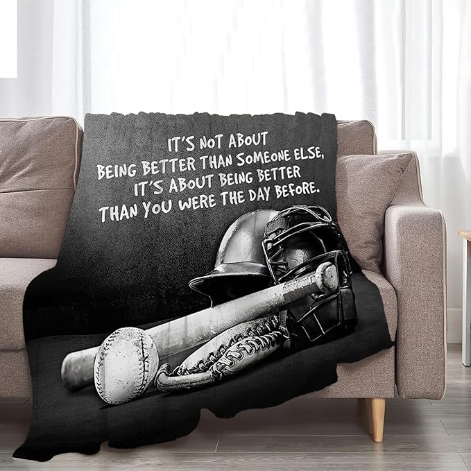 Tijuboni Baseball Sports Throw Blanket Baseball Gifts for Boys Girls Men Women Kids Adults Soft Flannel Fleece Blanket for Couch Sofa Bed Home Decor 50"x60"
