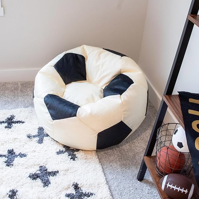 Big Joe Sports Ball Child-Sized Bean Bag Chair for Kids, 2 Pack, Soccer Ball Plush, Ultra-Soft Lightweight Polyester Blend, 2.5 Foot Refillable