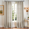 jinchan Linen Blend Curtains 108 inch Extra Long 2 Panels for Bedroom Living Room, Light Filtering 50 inch Wide Farmhouse Drapes with Rod Pocket Back Tab(50W x 108L, Oat)
