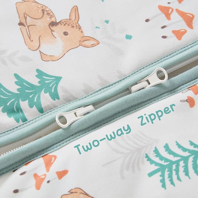 Baby Sleeping Bag 2.5 TOG Cotton Winter Sleep Sack for Newborn babies, Unisex Baby Wearable Blanket with Animal Patterns, Deer, S
