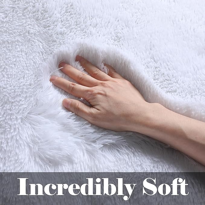 ONASAR White Runner Rugs for Bedroom Living Room, Washable Luxury Bedside Fluffy Area Rug 2x6 Feet, Ultra Soft Plush Faux Fur Floor Throw Carpet for Hallway Nursery Kids Dorm Home Decor Aesthetic