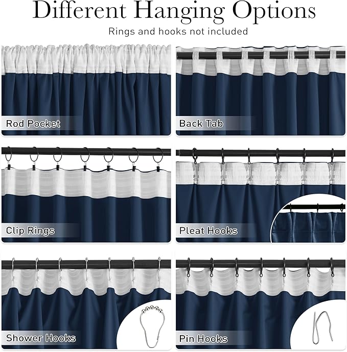 StangH Navy Blue Velvet Curtains - Luxury Home Decoration Back Tab Heat Blocking Privacy Room Dividers for Doorway/Sliding Glass Door, W52 x L90, 2 Panels