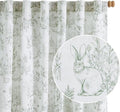 jinchan Linen Nursery Curtains 72 inch Long Woodland Wildlife Sage Green Print Drapes for Kid's Room Light Filtering French Country Farmhouse Curtains with Bunny and Forest Design Set of 2 Panels