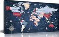 ZHAOSHOP World Maps for Wall - Blue Wall Decor for Living Room - World Map Canvas Wall Art Ready to Hang Size 59" x 29"