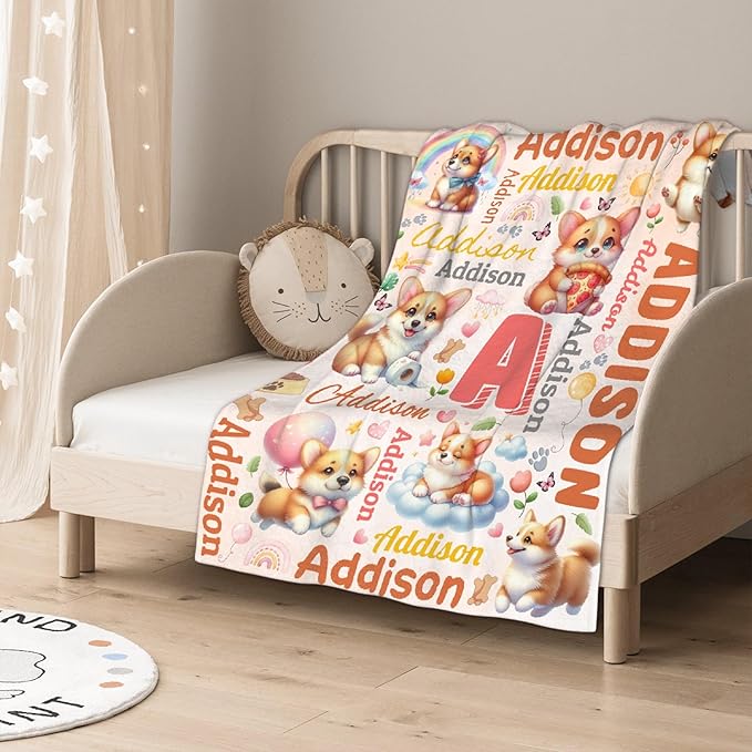 Personalized Custom Corgi Dog Preschool Blanket Gifts for Baby Toddler Kids Boys Girls - Customized Corgi Dog Super Soft Lightweight Flannel Sheets Decor for Crib Nap Couch - 30"x40" for Baby/Pets