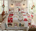 Christmas Quilt Set - Twin Size Plaid Patchwork Lightweight Quilt Set Bedding Reversible Xmas Home Decor Holiday Quilt Bedding Lodge Snowman Theme