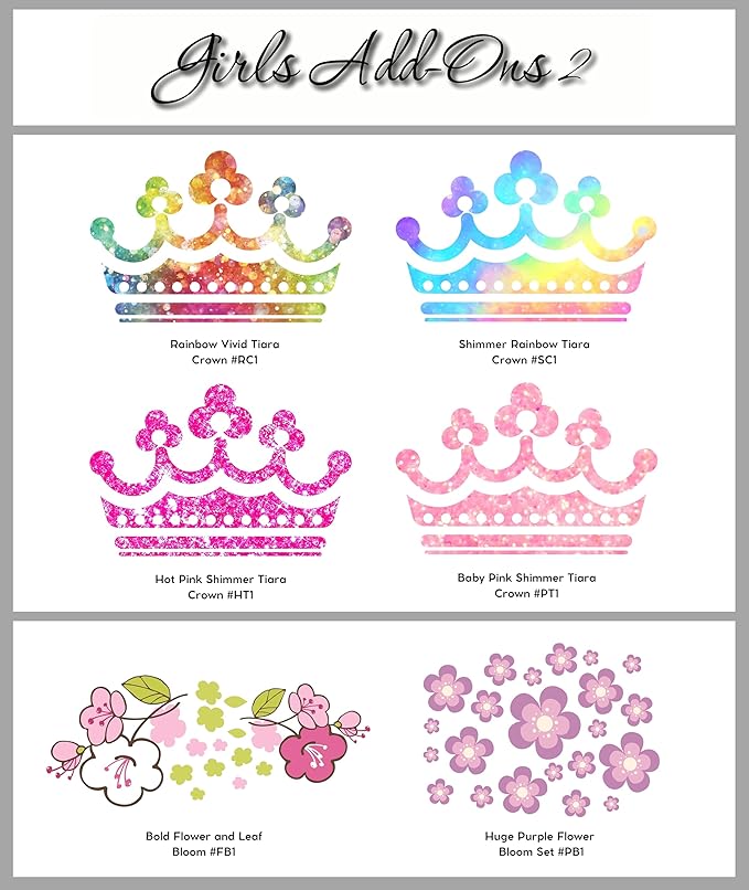 Decor Designs Decals Fancy Girls Personalized Custom Name Vinyl Wall Art Decal Sticker, Nursery Bedroom Baby Decor, Multiple Font and Color, (Multiple Size Choices) (Name with Initial)