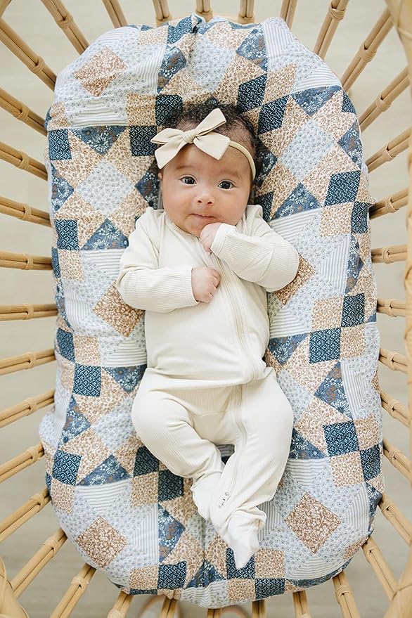 Mebie Baby Patchwork Print Muslin Swaddle, Modern and Neutral Swaddle Blanket for Baby Girl or Boy, Soft Baby Blankets, 0-3 Month, Comfy Wrap, Baby Essentials & Gifts