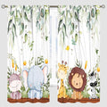 YCness Forest Animal Curtains, Watercolor Wild Animal Bear Fox Deer Kids Window Treatments for Living Room Bedroom, Green Woodland Tree Kids Drapes 2 Panel Sets,55x63 Inch