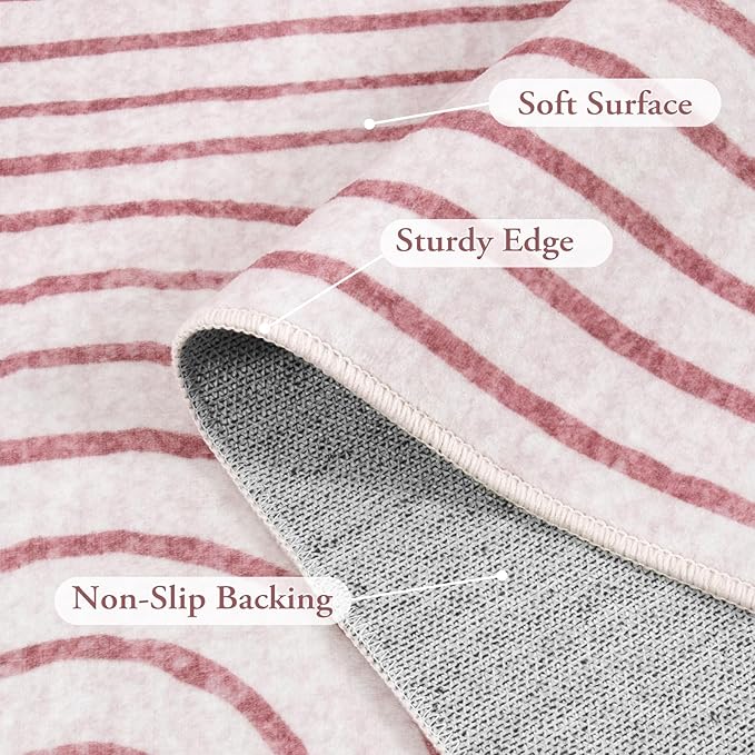 Lahome Abstract 8x10 Area Rugs, Soft Pink 8x10 Rugs for Living Room Bedroom Girls, Ultra-Thin Non-Shedding Accent Large Carpet for Office Dining Room (8x10ft,Pink)