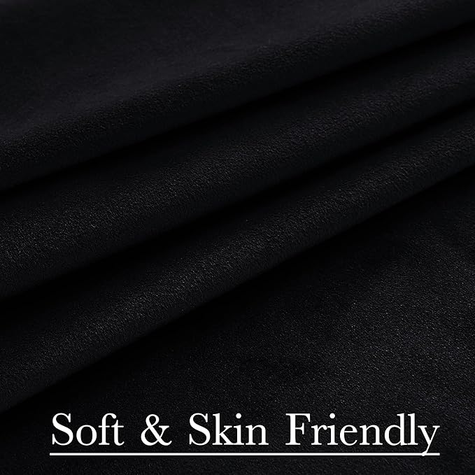 StangH Black Blackout Velvet Curtains 94 inches Long Back Tab Soft Thermal Insulated Room Darkening Window Drapes Home Decor for Bedroom Living Room, W52 x L94, 2 Panels