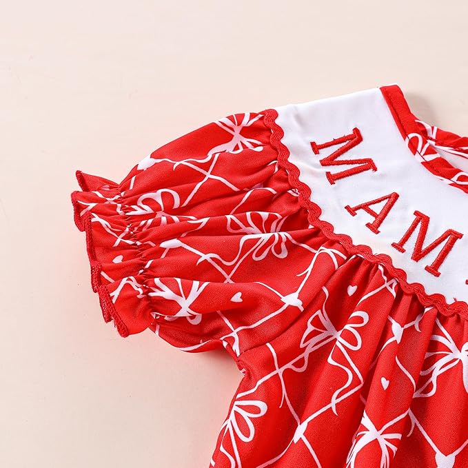 Newborn Baby Girl Romper Mamas Mini Bow Plaid Print Puff Sleeve Smocked Bubble Romper Jumpsuit Bodysuit Clothes