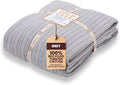 Gold Case Throw Blanket for Bed - 100% Recycled Turkish Cotton Blanket - Retro Lightweight Soft Throw Blankets for Bed & Living Room - Twin Size Cozy Blankets - 71x90 - Grey