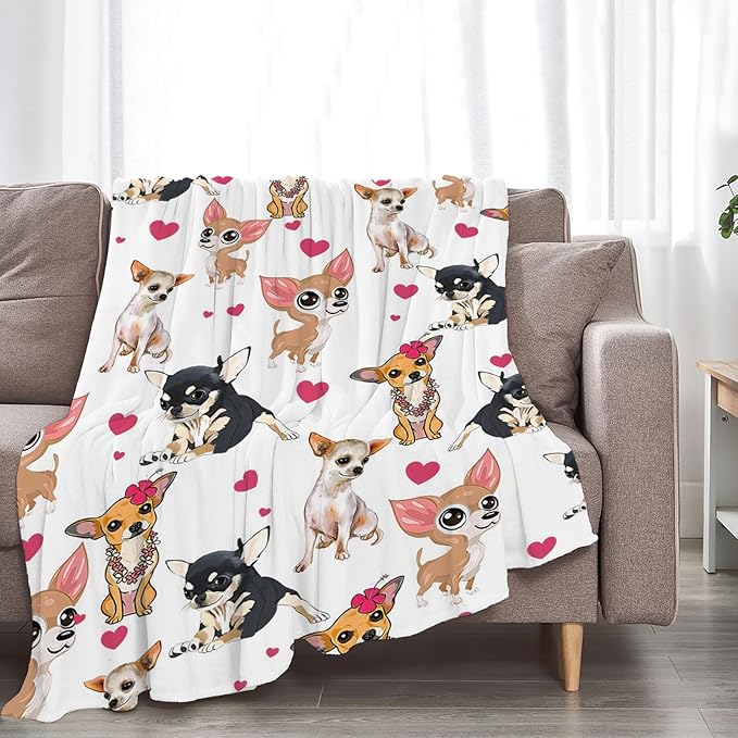 Tijuboni Chihuahua Throw Blanket Dog Gifts for Girls Boys Women Men Kids Adults Soft Flannel Fleece Blanket for Couch Sofa Bed Home Decor 40"x50"
