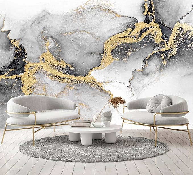Black Gold Marble Wallpaper Peel and Stick for Living Room Office 157"x108"