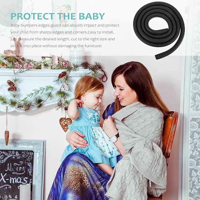 YARNOW 3pcs Black U-Shaped Corner Protector Bumper Strips for Furniture Edge Safety Guards Table and Desk Proofing Padding for Nursery Kitchen Preschool Glass Tables and Bedroom Use