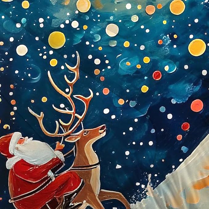 Christmas Comforter Set Twin: Blue Galaxy Bedding Twin Size for Kids Girls Bedroom Festival Santa Claus Deer Moon Quilt Set 1 Comforter & 1 Pillowcase