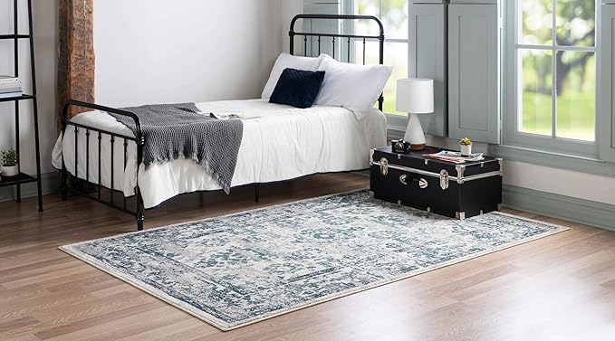 Rugs.com Charleston Collection Rug – 4' x 6' Ivory Low-Pile Rug Perfect for Living Rooms, Large Dining Rooms, Open Floorplans