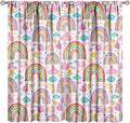Kids Rainbow Curtains Boho Cartoon Colorful Stars Pink Lovely Rainbow Abstract Art Pattern Print Window Drapes for Bedroom Living Room Kitchen Decor,2 Panel Set,42x54 Inch Blackout