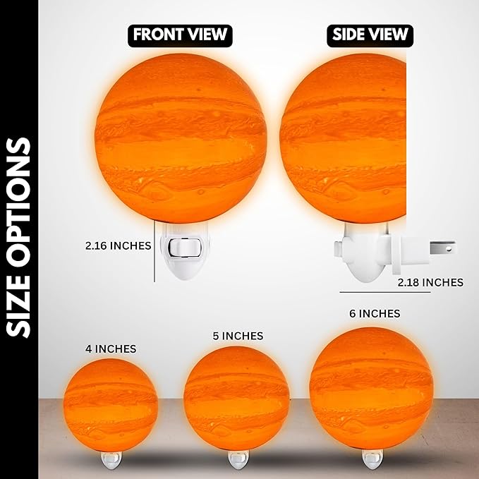 Moon Night Lights | Night Lamp LED Light | 3D Solar System NightLight, Planet Home Décor, Space Nursery, Kids Room, Space Gift, Birthday Gifts, Bedroom Decorations (Jupiter, 6 Inch)