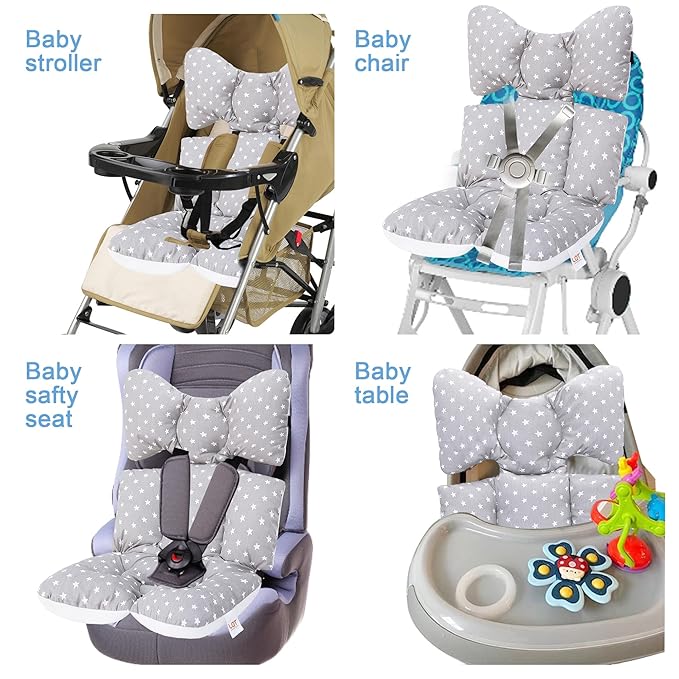 Baby Seat Pad Liner for Stroller–Soft and Breathable，3D Air Mesh Cotton Universal Baby Stroller Cushion(Gray Stars)