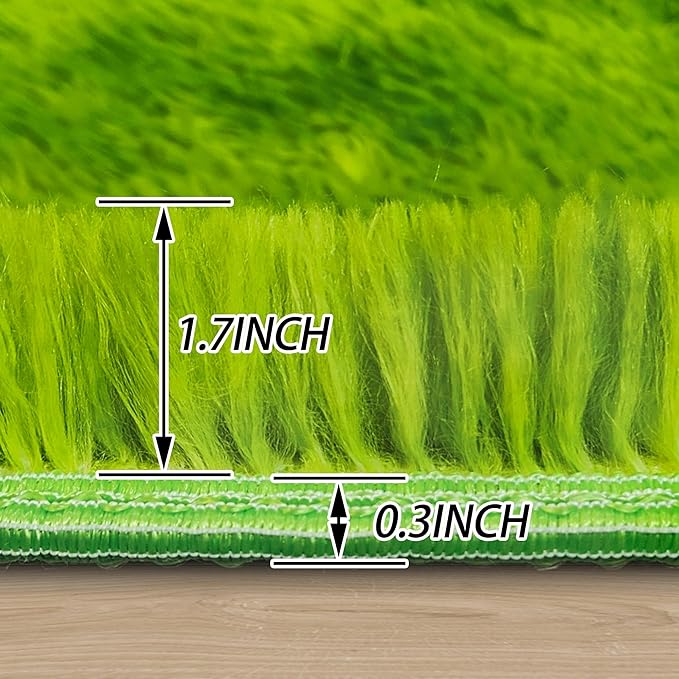5 ft Fluffy Green Grass Area Rugs for Bedroom,Tie Dyed Plush Circle Rug Shag Round Carpet Fuzzy for Living Room Baby's Toddler's Boys Girls Room Kids Playroom Nursery Decor Aesthetic
