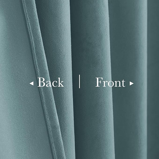 StangH Dark Slate Velvet Curtains 52 x 84, Room Darkening Super Soft Drapes for Bedroom Living Room, Thermal Insulated Window Treatment, 2 Panels