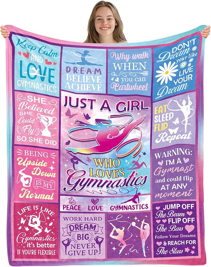 Gymnastics Gifts for Girls/Teens/Sister, Dancer Gifts for Daughter Blanket, Gymnastics Blanket for Dance Lovers, Just A Girl Who Loves Dance Gifts for Girls on Birthday Christmas 40x50 in