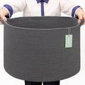 Extra Large Blanket Basket 87L, Laundry Hamper, Baby Nursery Hamper for Storage Toys Clothes Towels, Large Cotton Rope Laundry Basket for Girls Boys, 22”x 14”, Dark Gray
