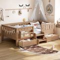 Bellemave Twin Bed with Slats and Stairs, Twin Size Platform Bed Frame with Fence, Bookshelf and Storage Drawers, Easy Assemble Beds for Kids, Girls, Boys, Natural