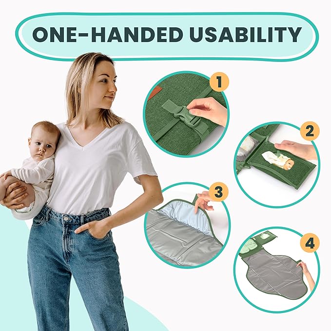 Portable Changing Pad for Baby, Travel Diaper Changing Pad for Newborn, Large Waterproof Baby Changing Mat, Foldable & Detachable Diaper Changing Station with Baby Wipes Pockets, Baby Stuff by Pillani