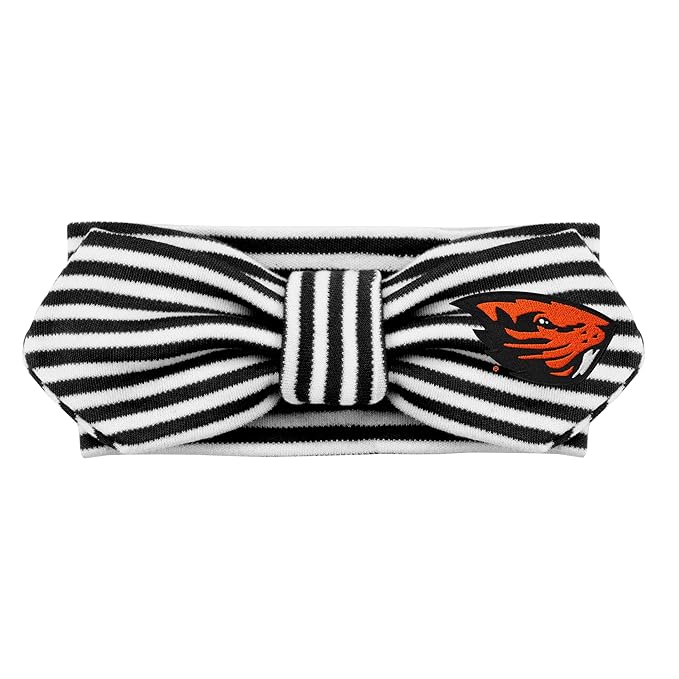 Creative Knitwear Oregon State Beavers Infant Girls Black/White Striped Hair Knot Headband Embroidered Logo - Size Newborn - 4T