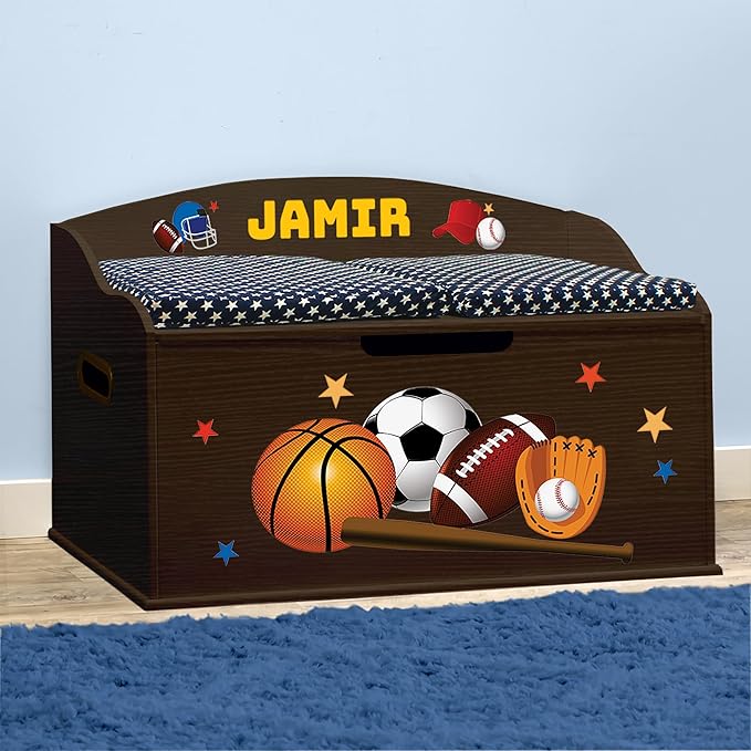 DIBSIES Personalized Creative Wonders Toy Box (Sports, Espresso)