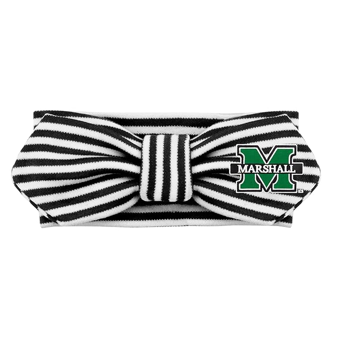 Creative Knitwear Marshall Thundering Herd Infant Girls Black/White Striped Hair Knot Headband Embroidered Logo - Size Newborn - 4T