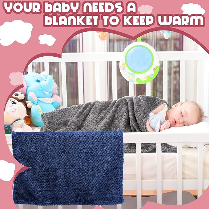 Frienda 4 Pcs Baby Fuzzy Blanket Fluffy Baby Blanket for Boys Girls Soft Warm Infant Newborn Toddler Receiving Nursery Bed Supplies, 32 x 24 Inch(Dark Color)